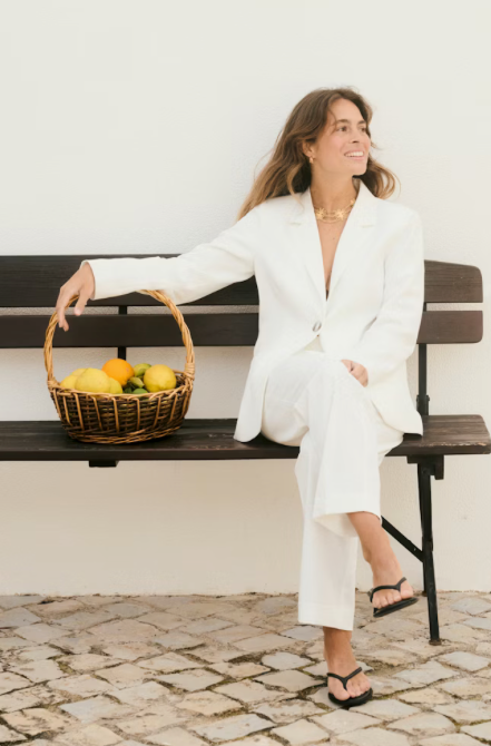 KAFFE KAsakura HW Cropped Pants Chalk