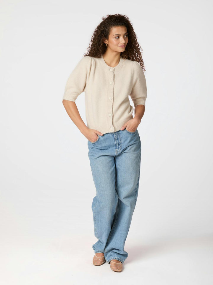 NEO NOIR Trudy Deco Knit Cardigan Ivory