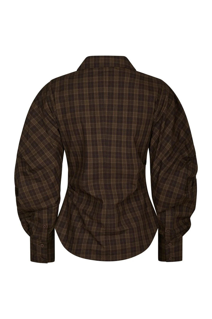 NEO NOIR Noella Check Shirt Dark Brown