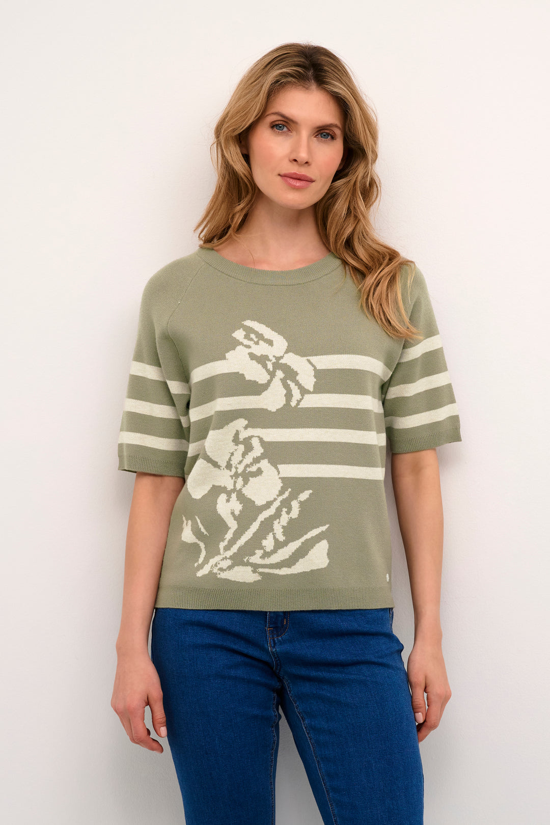 CREAM CRDela Knit Blouse Overland Trek Scroll Stripe