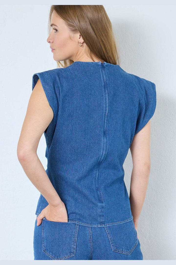 CO`COUTURE KimmyCC Pleat Top Dark Denim