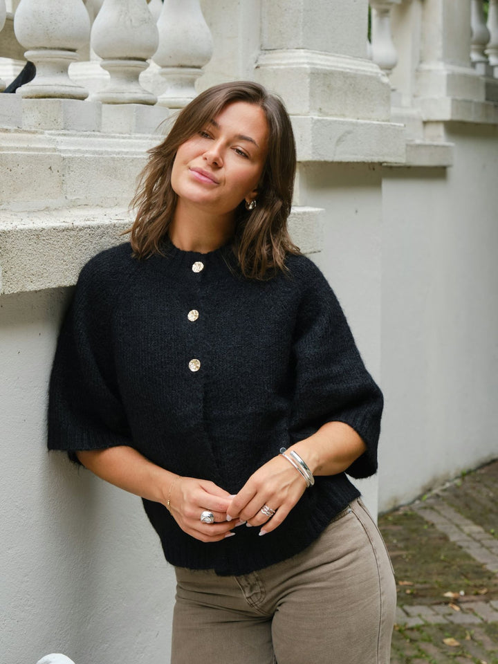 NEO NOIR Benuta Fluffy Knit Cardigan Black