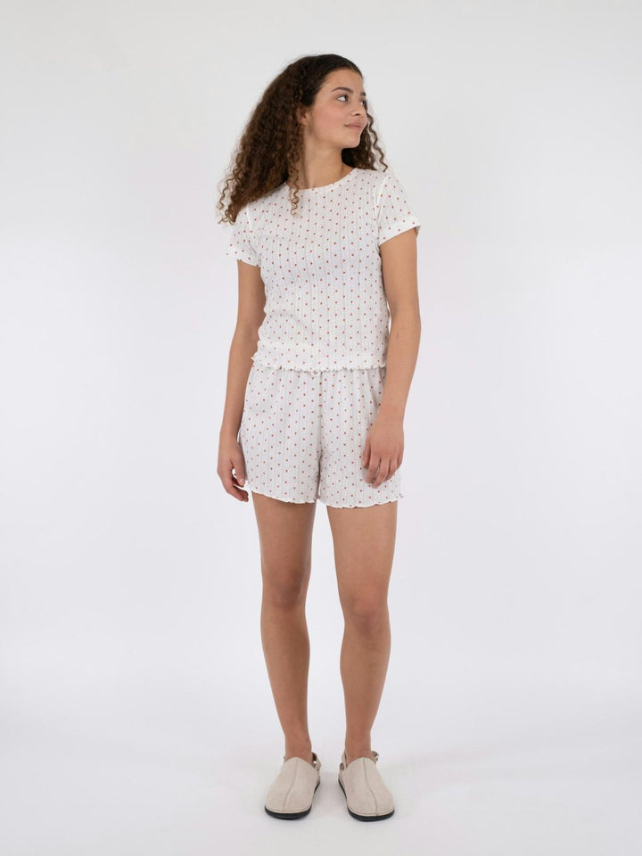 NEO NOIR Lonnie Pointelle Heart Top White