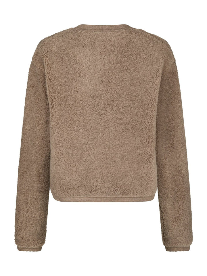 NEO NOIR Limo Fluffy Knit Cardigan Dark Sand