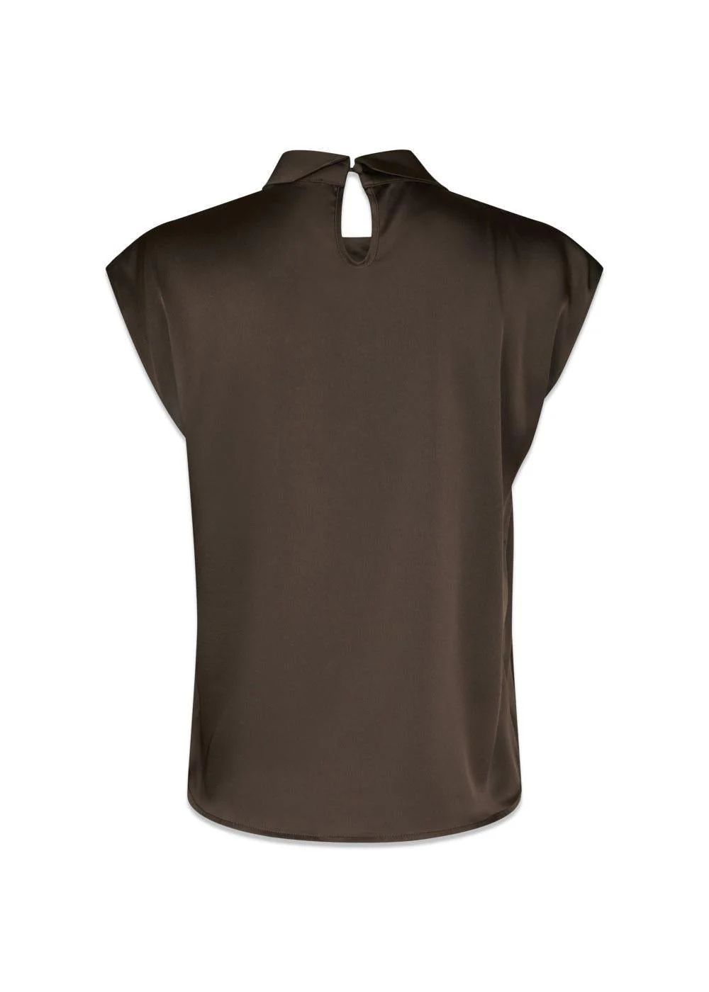 NEO NOIR Fleur Drapy Satin Blouse Dark Brown