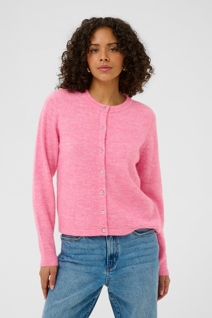 KAFFE KAniel Knit Cardigan Pink Power Melange