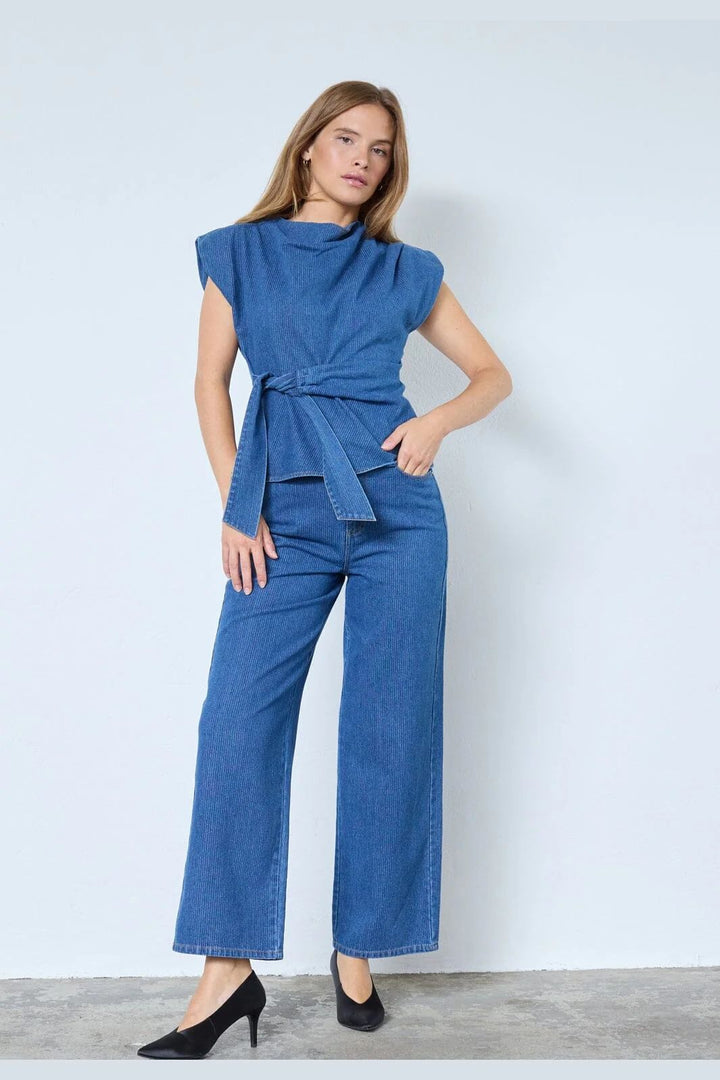 CO`COUTURE KimmyCC Pleat Top Dark Denim