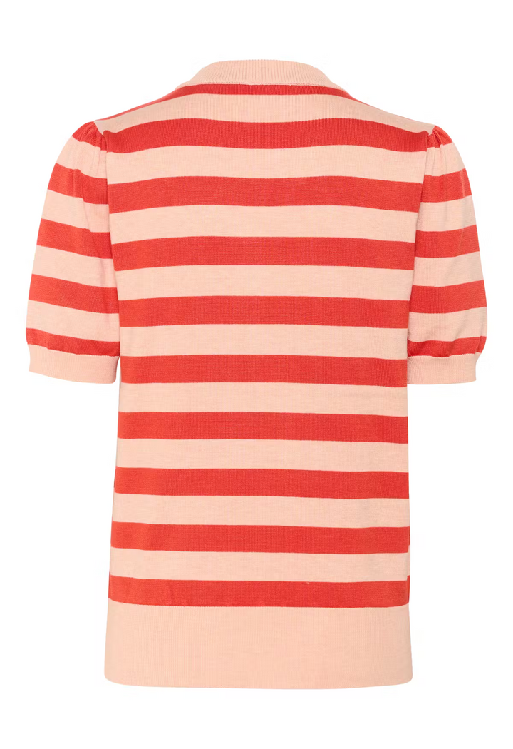SAINT TROPEZ MilaSZ SS Block Stripe Pullover Pink Poinciana Block Stripe