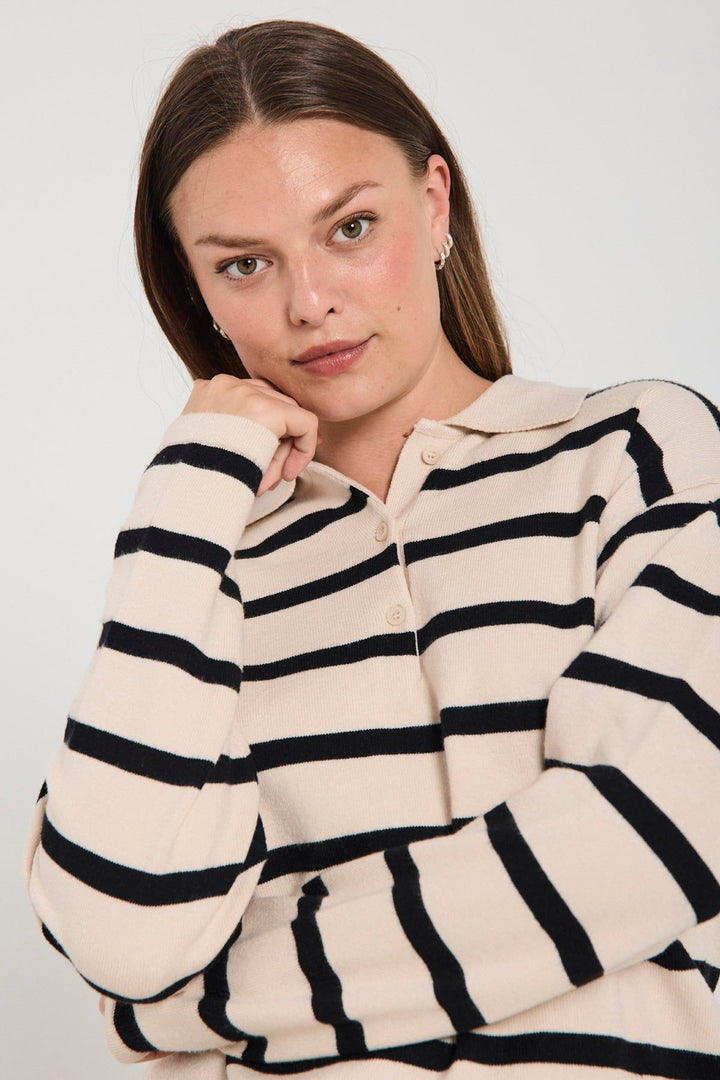 FREEQUENT FQClaura-Pullover MoonBeam Melange w. Black
