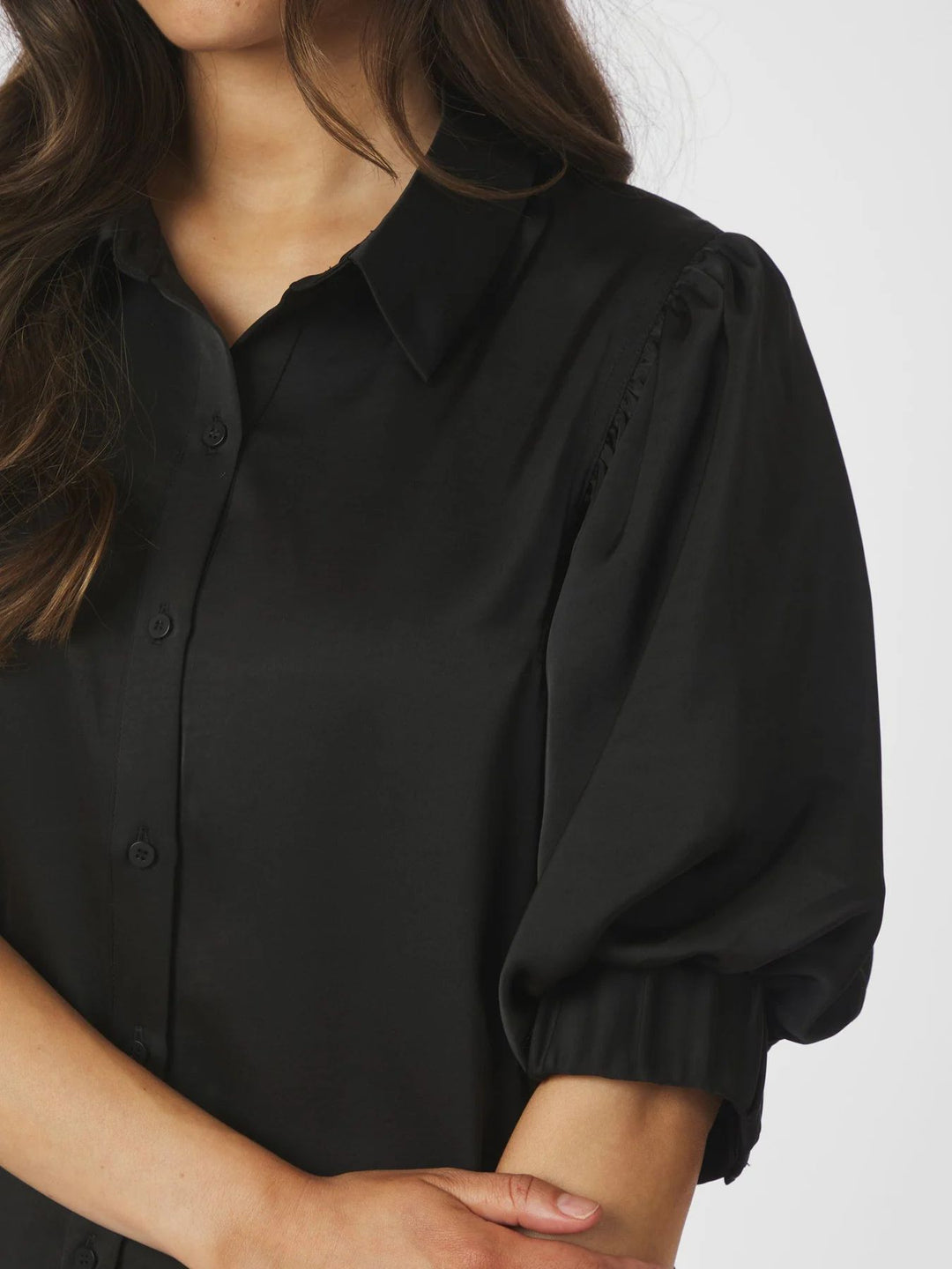 NEO NOIR Etta Heavy Sateen Shirt Black