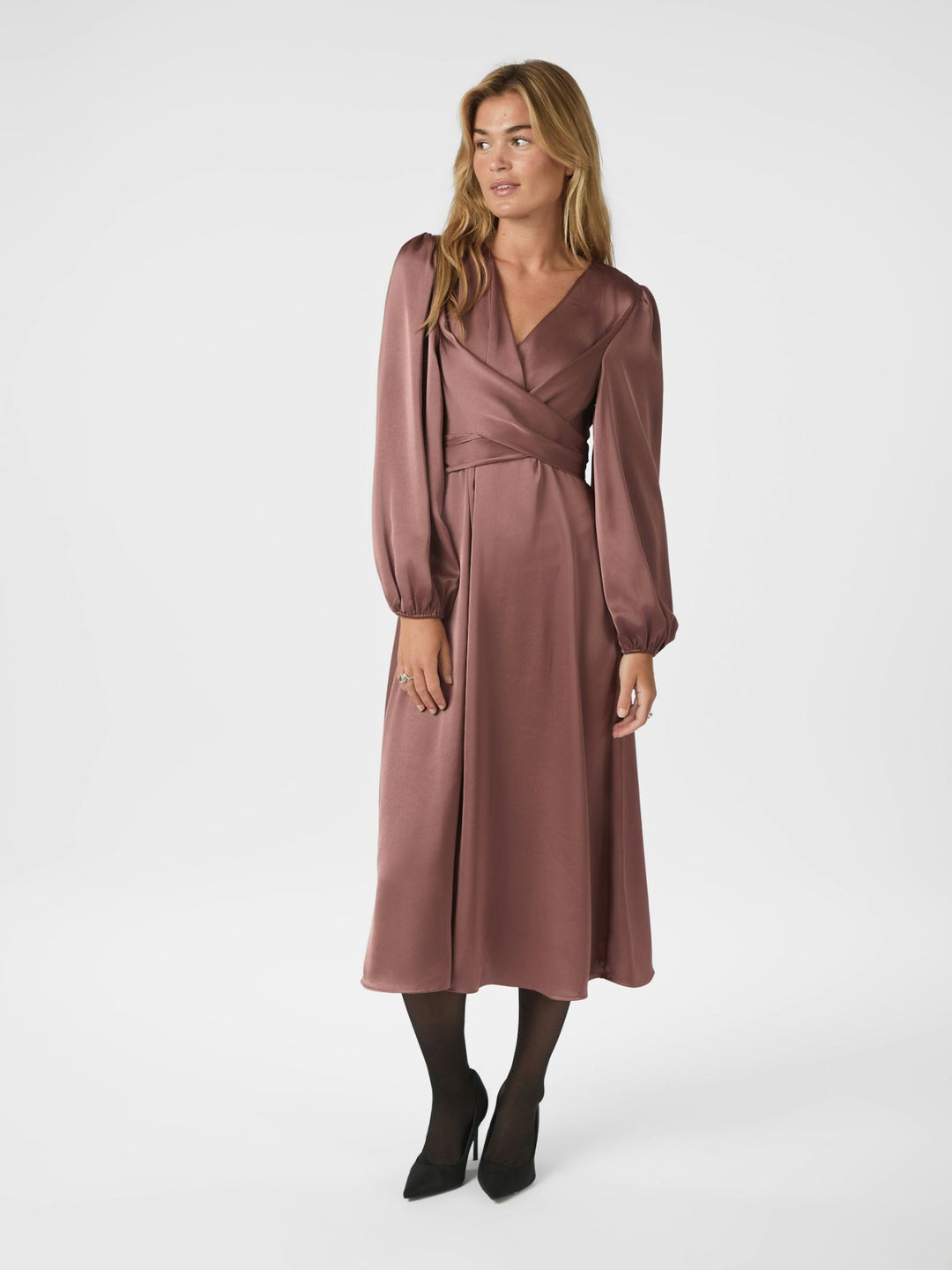 NEO NOIR Rimini Heavy Sateen Dress Dark Rose