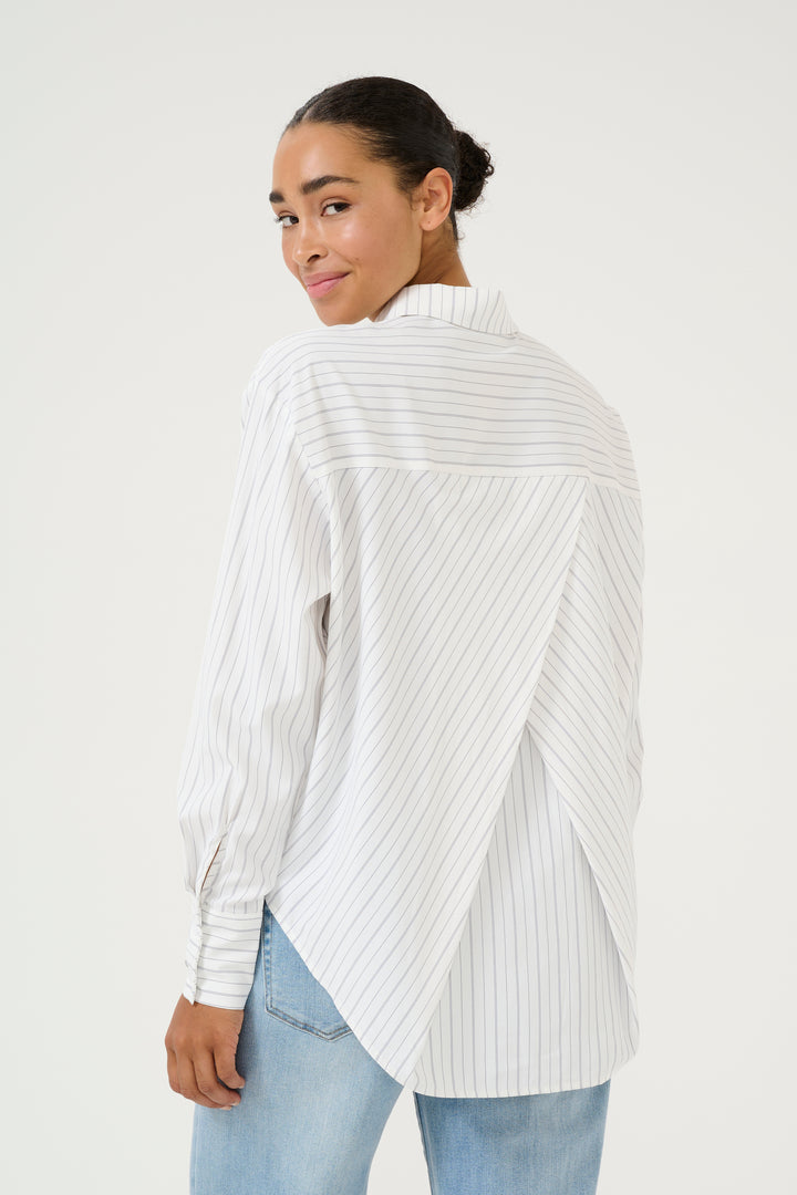 KAFFE KAtara Shirt White W.Grey Stripe