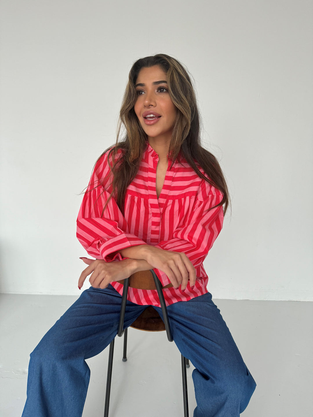 CONTINUE Ida Blouse Stripe Pink