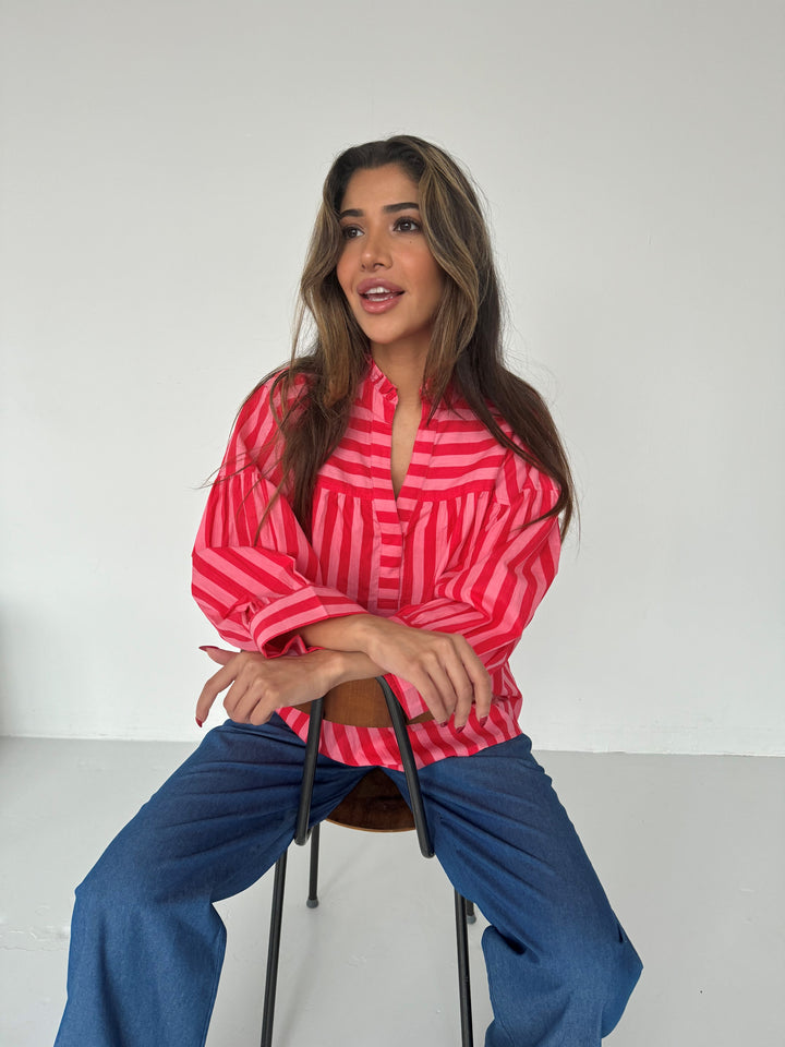 CONTINUE Ida Blouse Stripe Pink