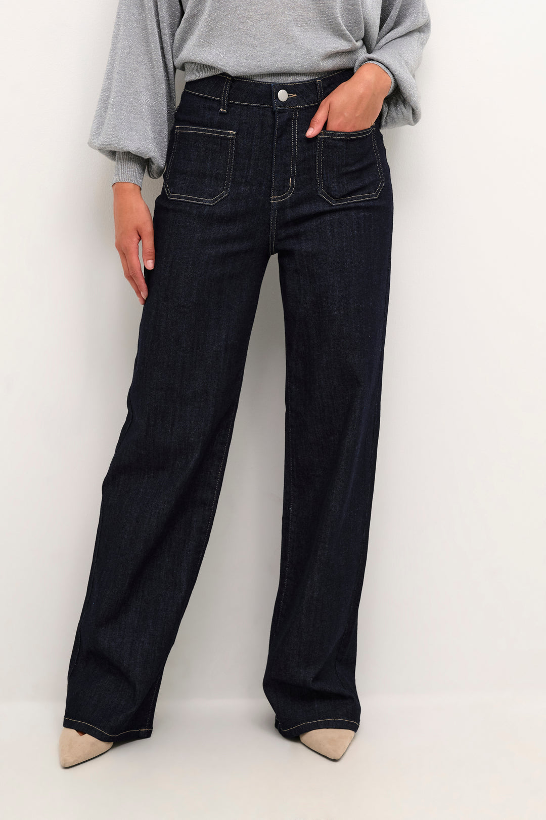 KAFFE KAcansu Karla Flared Jeans Dark Blue Denim