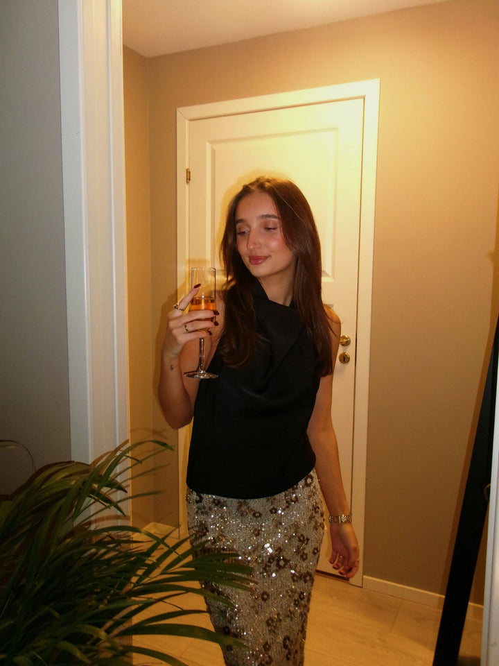 NEO NOIR Sania Heavy Satin Top Black