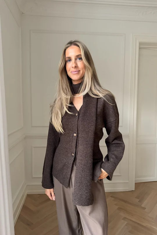 BYIC KarmaIC Fitted Cardigan Dark Brown